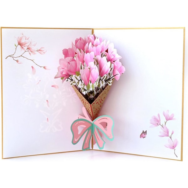 Blomster Pop Up-kort, 3D Bursdags Pop Up-kort, 3D Valentinsdag