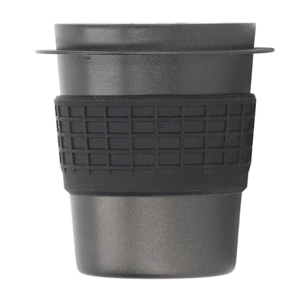 58mm kaffedoseringkopp i rustfritt stål Kaffemaskin Håndtak Mottakspulverkopp med silikonring svart