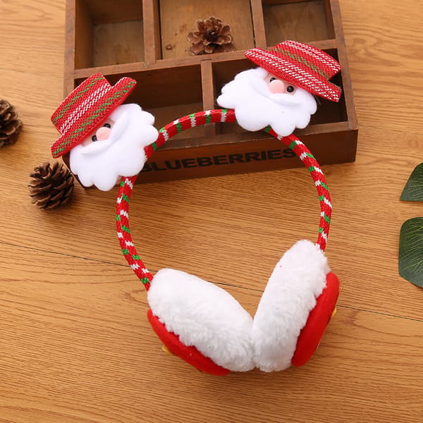 ##/Röda julöronvärmare tecknad plysch tomte snögubbe öronmuffar##/