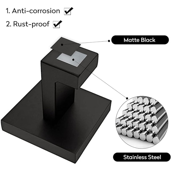 ##/2-pack Svart Handdukskrok Väggmonterad SUS304 Rostfritt Stål##/