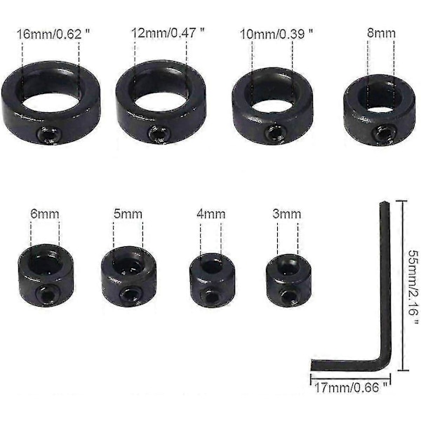 8 st Borr Djupstopp Krage Ring Positionerare 3/4/5/6/8/10/12/16mm Träbearbetning