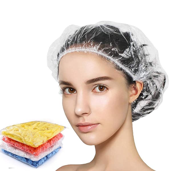 ##/100 STK Charlotte Duschmössor Engångs Stora Plast Duschmössa för Hemmet Hotell Spa i Frisörsalonger##/