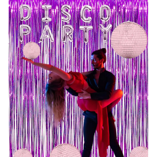/#/(2Pack, 1x2.5m)Pink Foil Fringe Curtain Backdrop, Sparkle Tinsel/#/