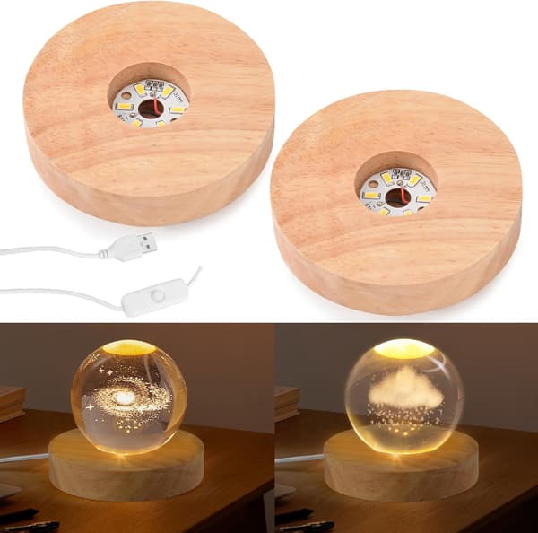 2 kpl Näyttöjalusta Puinen LED-näyttöjalusta USB-kytkimellä