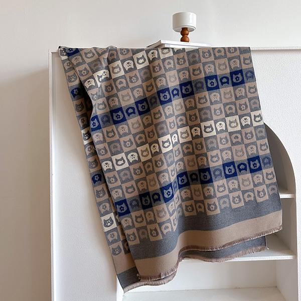 Tyk Kæmpe Cashmere Sjal til Kvinder (Blå), Lang Dobbeltsidet