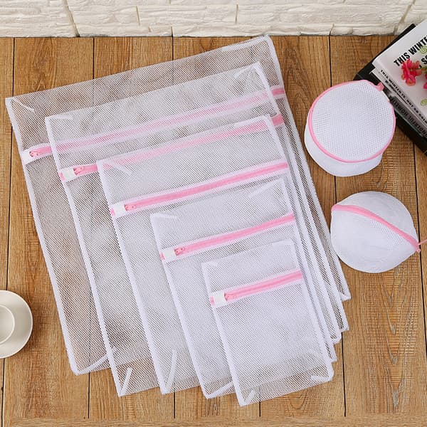 7 kpl (karkeat silmät) Pesukoneverkko, Pesulaverkko, Pesupussi