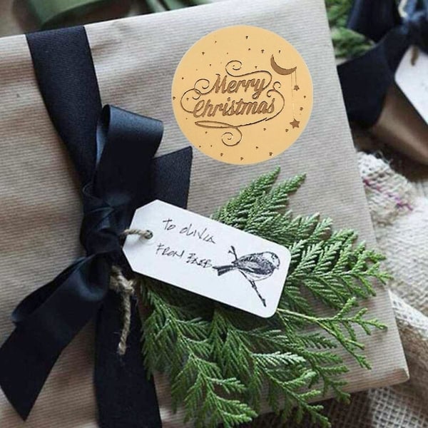Rosaguld Glædelig Jul Stickers Scrapbog 1 tomme Forseglingsmærker til Fest DIY Emballage Papirvarer Stickersqy724-100stk