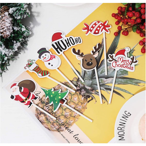80 Stykker Julemuffins Toppers, Julekaketopper Desse
