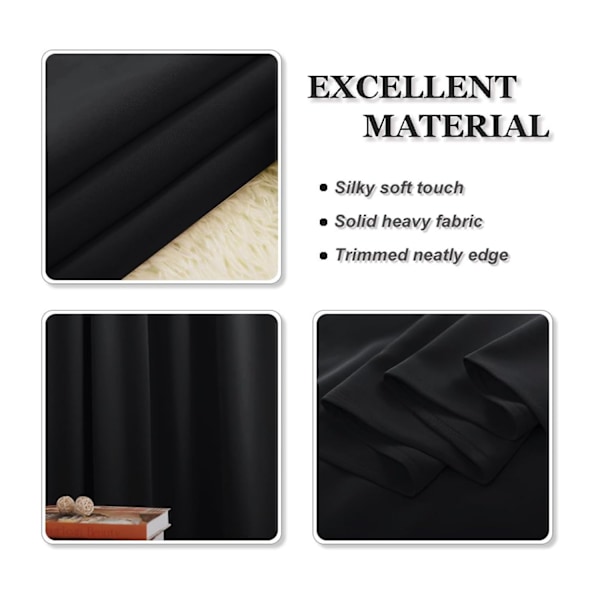 ##/1 sort mørklægningsgardin - 120 x 180 cm##/