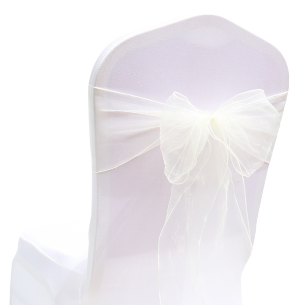 Valkoinen 50 kpl ORGANZA-nauha 18*275cm, Tuolinpeite Jousi Nauha Hää