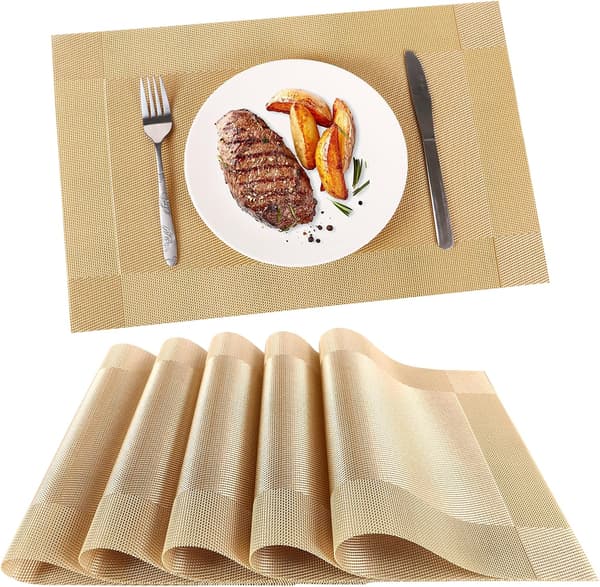 Sett med 6 Vaskbare PVC Plast Underlag - Vinylbrikker Slitasje og