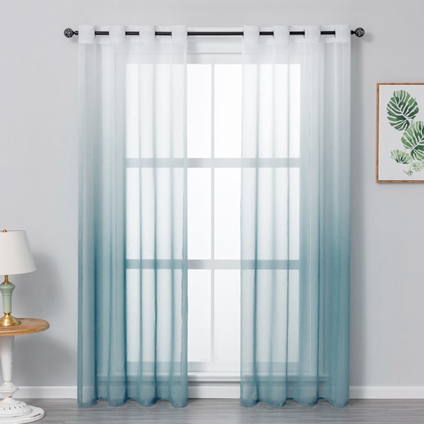 ##/Gardins med øjer (2 stk.) transparent gradient lodret gardin voile##/