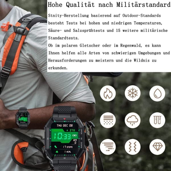 Smartklokke med telefonfunksjon, aktivitetsmåler, smartklokke for trening