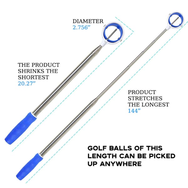 Teleskopisk golfbollplockare i rostfritt stål för vatten med golfbollsplockare Golfaccessoarer Golfpresent för män Gul