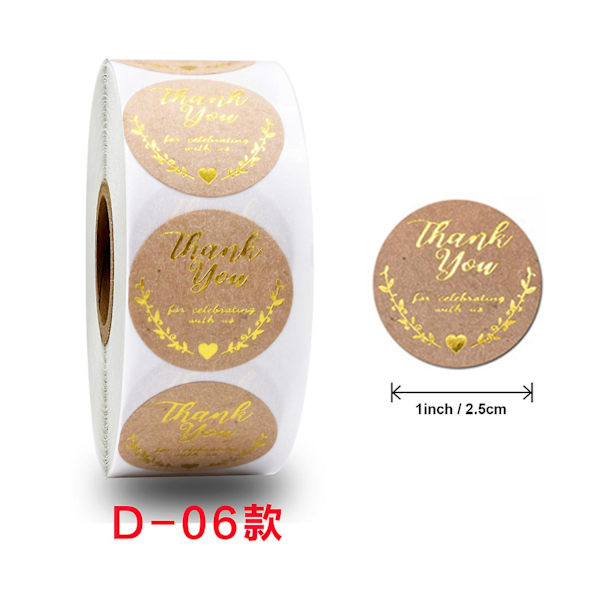 &500pcs/ Roll Thank You Stickers Gold Foil Paper For Baking Handmade Wedding Packaging Gift Stationery Seal Label Kraft Stickers&