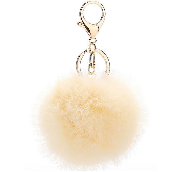 1 stk (Hvit) Kvast Nøkkelring Fluffy Faux Pompoms Nøkkelring Myk