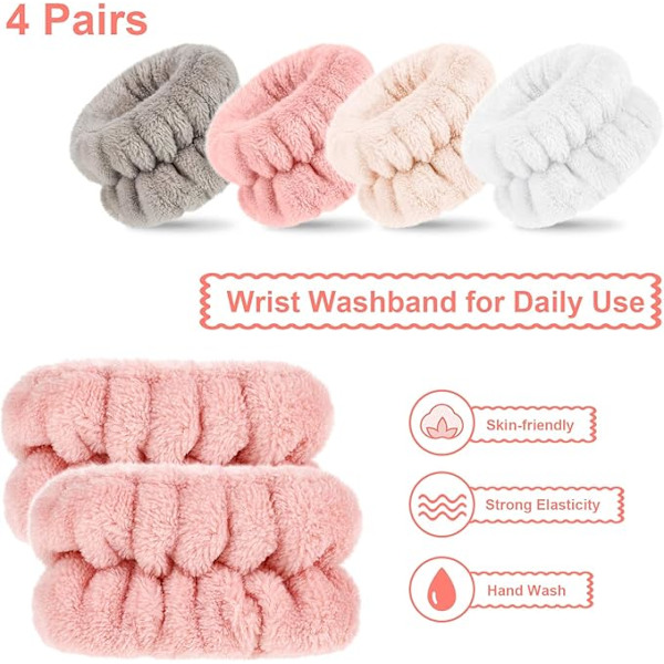 ##/Par Microfiber Ansiktsrengörings Absorberande Armband för Kvinnor och Flickor - Förhindrar Vätska från att Stänka##/
