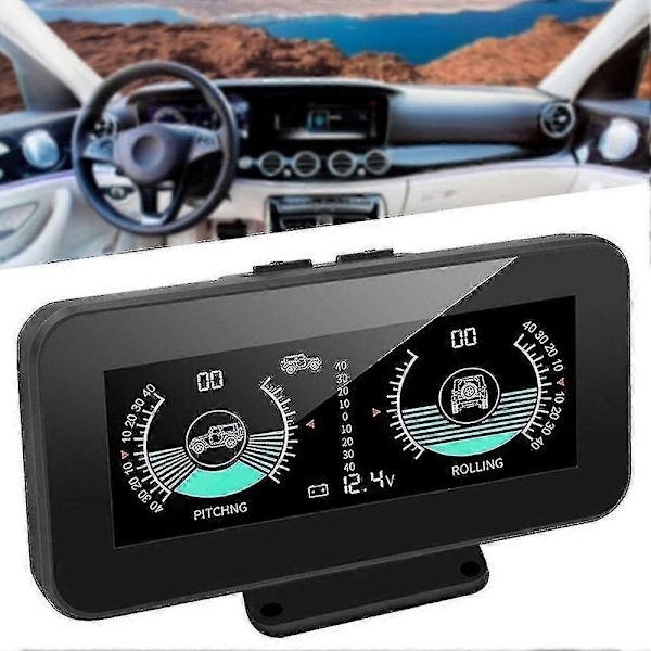 Smart Bil Digital Inclinometer HD LCD-skärm Bil Lutningsvinkel Alarm Auto HUD Med Spänningsövervakning