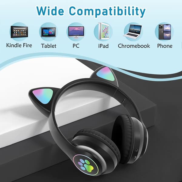 (Svart) Barnhörlurar, trådlösa Bluetooth-hörlurar