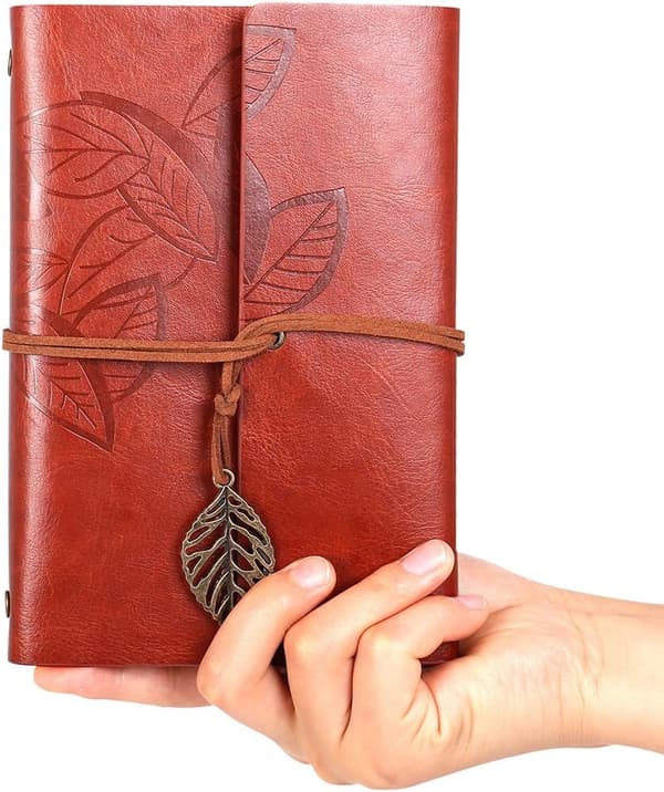 Brun Kunstlær Notatbok - Vintage PU Lær Reisejournal