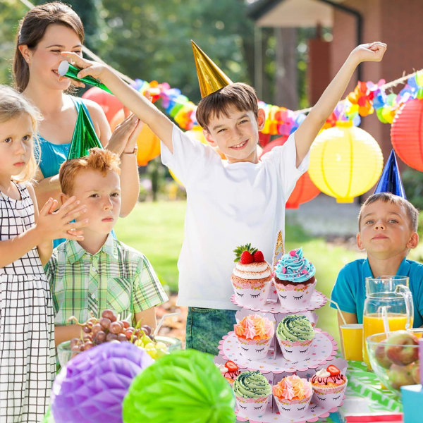 (30*35cm) Enhjørning Cupcake Stativ 3-trinns Papp Cupcake Stativ