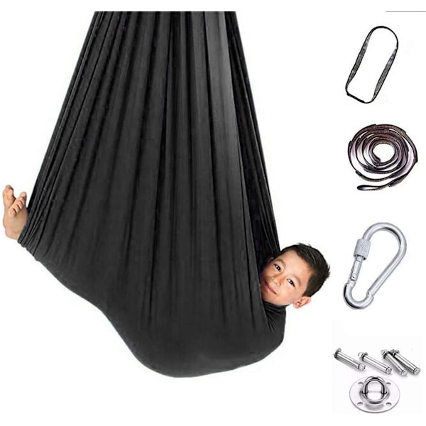 ##/(Sort) Indendørs og udendørs svingende elastisk hængekøjestol 280*150cm##/