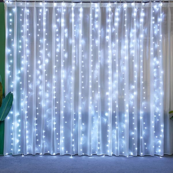 300 LED Lysgardiner - Kølig Hvid, 3m*3m, 8 Dæmpbare Belysnings M