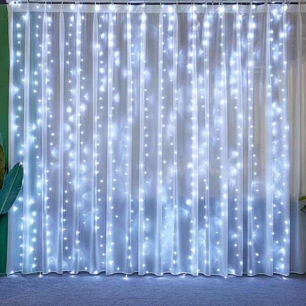 ##/300 LED-verhokkaat - Kylmä valkoinen, 3m*3m, 8 himmennettävää valaistustilaa##/