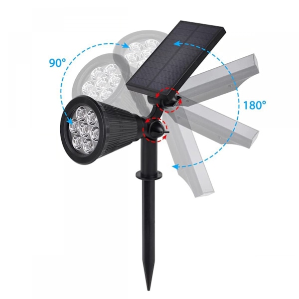 2 stycken solcellsdrivna spotlights för trädgården