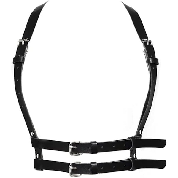 ##/Punk Midjeharness Bälte Läder Kropp Bröstkedja Svart Goth Väst##/