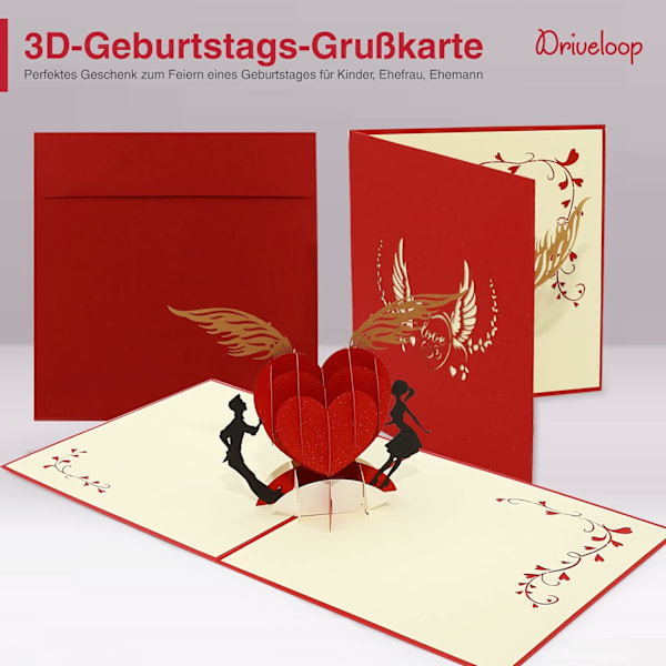 3D Pop Up -kortti luonnollisella kirjekuorella - Premium-paksu tervehdys