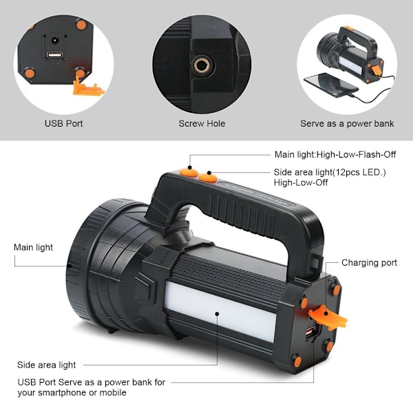 ##/Ultra Kraftful LED Lommelygte, 9600mAH / 11000 Lumen / IPX4 Vandtæt##/