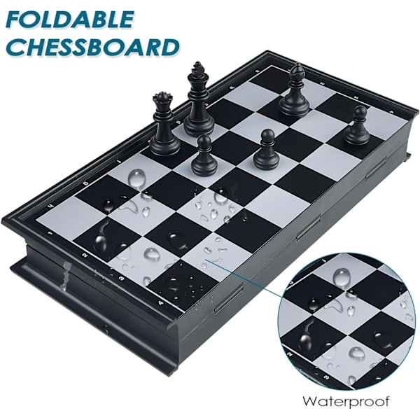Magnetiskt Schackbräde, Deluxe Vikbart Schackset, Bärbart Schack