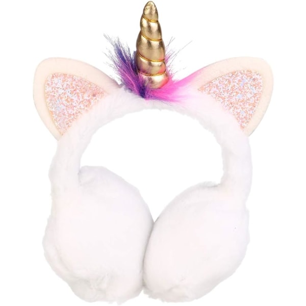 Soft Plush Unicorn Earmuffs for Women Kids Girls Foldable Winter