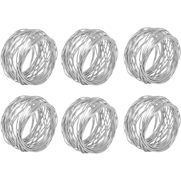 Runda servettringshållare i guldmesh (silver, 6 stycken), lämplig