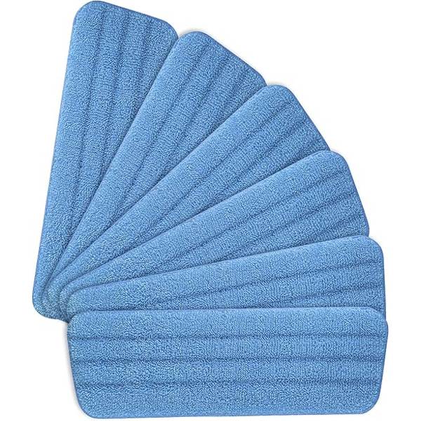 16.5\"x5.5\" (Blå) 6 stk. Moppe Udskiftningspuder Mikrofiber Spraymoppe til Spraymopper