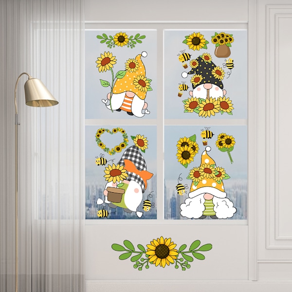 4 stk Veggklistremerker Små Dverg Solsikke Veggklistremerker Mural Dec