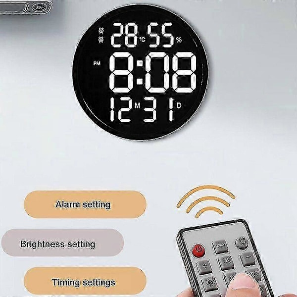 Digital LED Smart Väggklocka Stora Siffror Temperatur Luftfuktighet Display Elektronisk Klocka Modern Design Heminredning