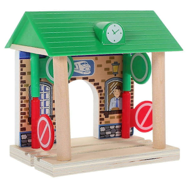 Træ Jernbanestation Model Børn Træ Tog Byggescene Layout Tilbehør