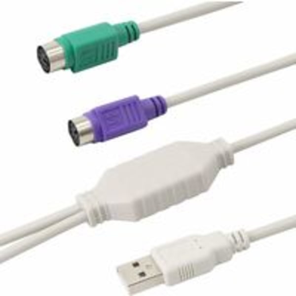 PS/2 till USB till PS/2-adapter för PS2-tangentbord vitt