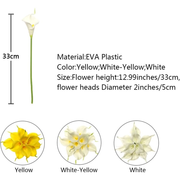 Kunstig Latex Blomsterbuket, 20 Calla Liljer, Realistisk Følelse