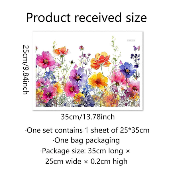 Värikäs kukka-wc-tarra, irrotettava, itseliimautuva, vedenpitävä PVC-materiaali, olohuoneen, kylpyhuoneen seinätaide, kukkakuvioinen wc-istuimen koristetarra Flower