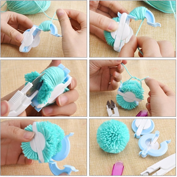 Pompom Maker - 4 Olika Storlekar - Pompomtillverkningsverktyg - Stickning