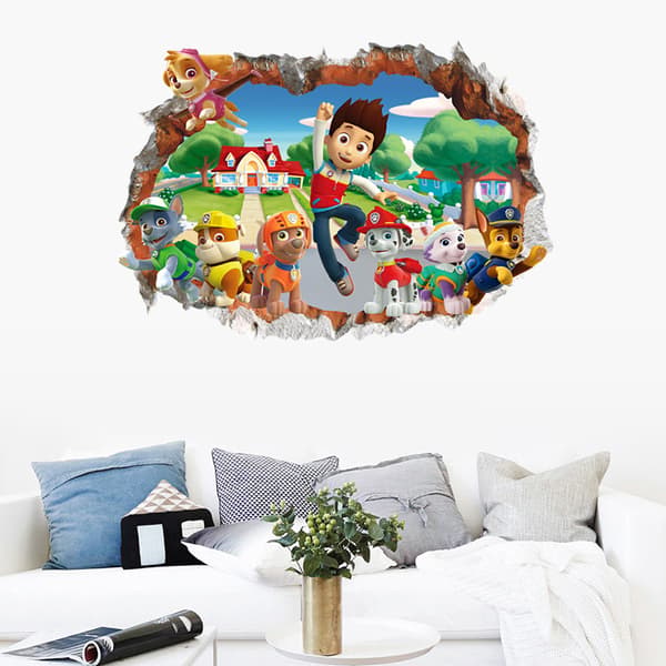 50 × 70 cm 3D-seinätarra Wangwang-tiimille