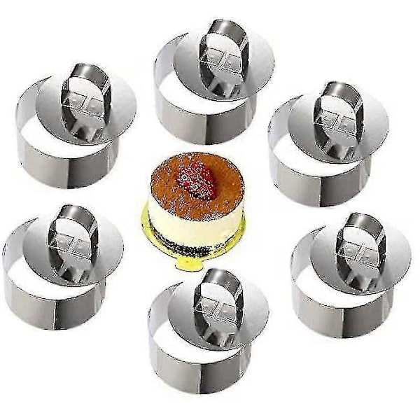 Mousseringar Kakring Rostfritt Stål, 8cm Diameter, 6 Stycken (rund)