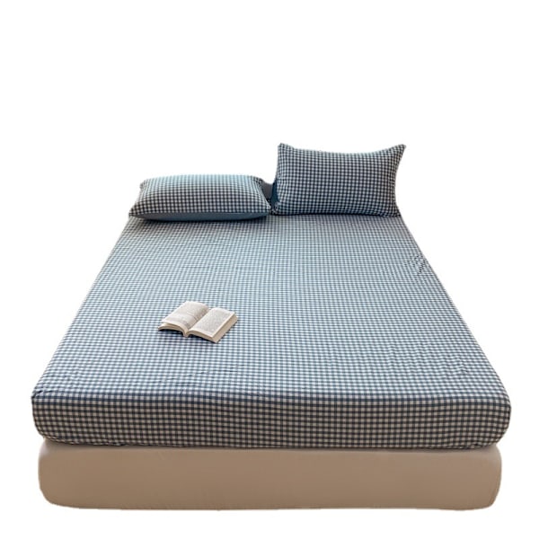##/Vasket bomullsrutete sengetrekk 150x200cm, 2 stk 74x48 putevar##/