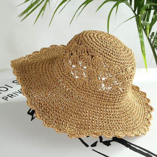 ##/Kvinnors Halmhatt Bred Floppy Brätte Solhatt UV-Skydd Sommar Vikbar Strandkeps för Fritidsresor Beige##/