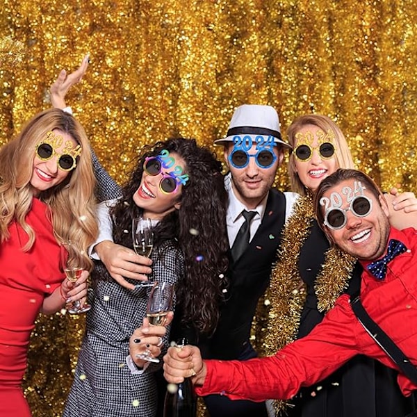 2024 Godt Nytt År Briller, 4 stk Nyttårsfest Briller