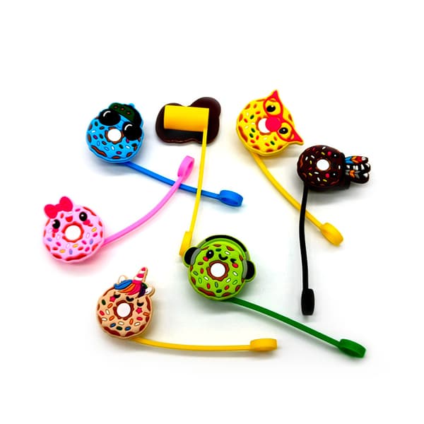 ##/stycken Donut Cartoon Sugrörsskydd för 7-8mm Sugrör, Silikon Dus##/