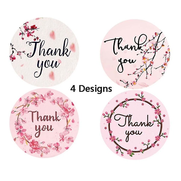 500 st/rulle 4 Designs Blommor Tack Stickers Bröllopsgåvor Fest Handgjorda Scrapbooking Presentförpackning Tätnings Etiketter